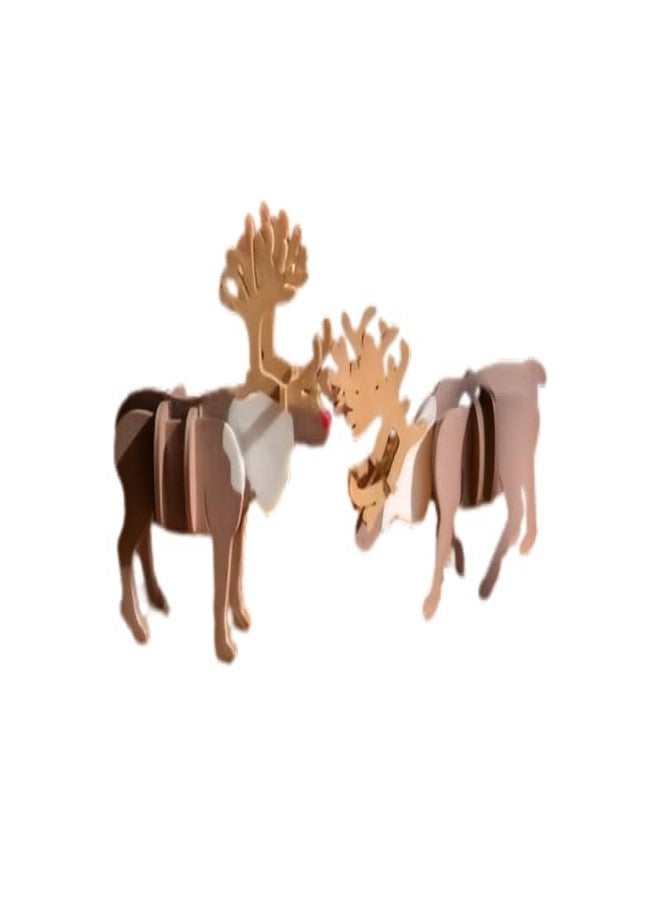 3D CRAFT Decorative Plastic Moose, Multicolor, Animal Design, Set of 2 - Image 1